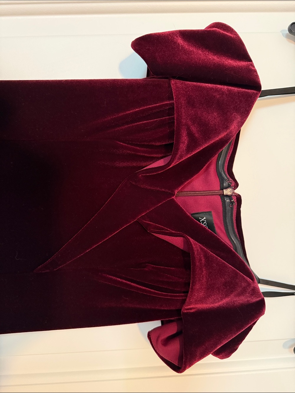 Xscape Velvet Evening Dress in Wine - Picture 5 of 6
